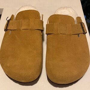 Wilt Camel Suede Buckle Slippers
